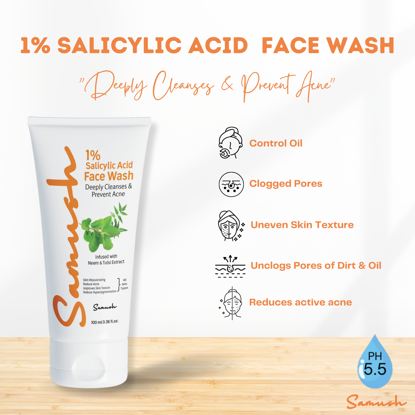 Samush Herbal 1% Salicylic Acid Facewash
