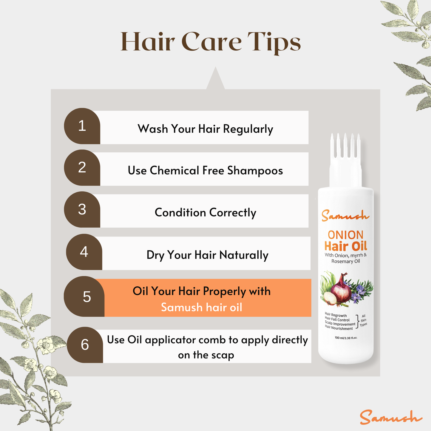 Samush Herbal Onion Hair Oil with Myrrh & Rosemary Oil